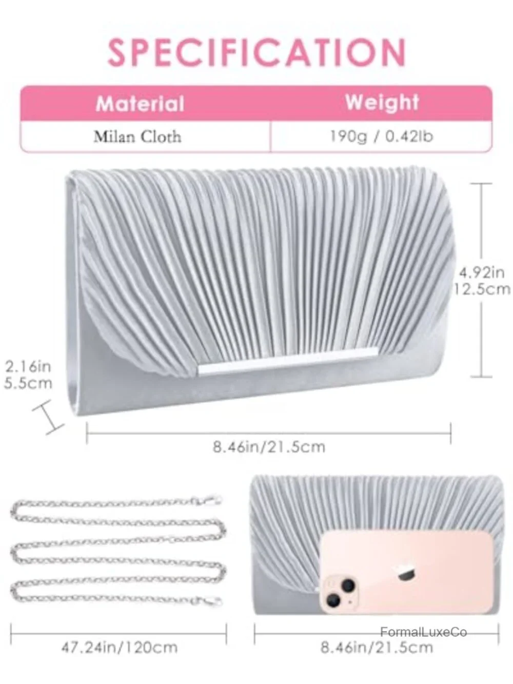 Formal Evening Clutch Purse for Women Weddings Cocktail Prom Envelope Crossbody